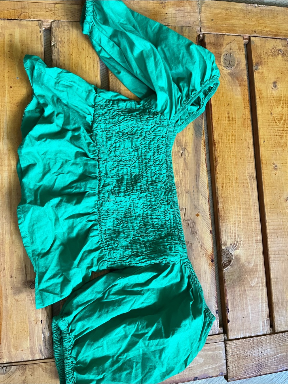 Women’s Green Puff Sleeve Crop Top